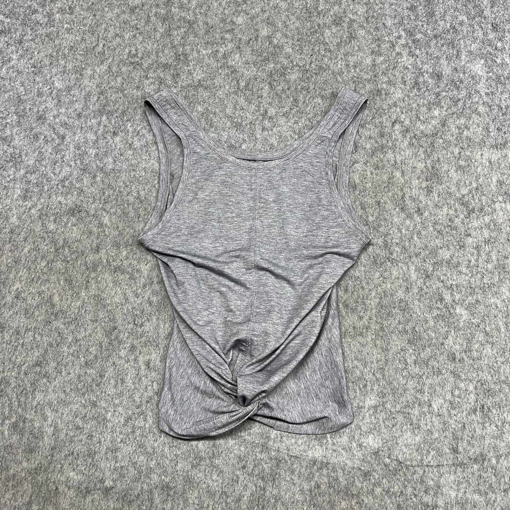 Athleta Tank Top Womens S Gray Twist Front Scoop Neck Lightweight Stretch Casual